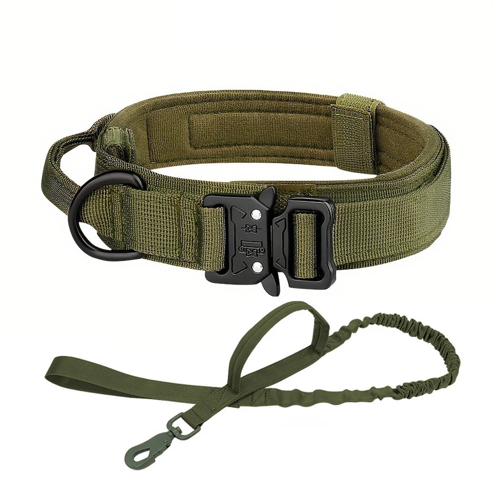 Hundetrainingshalsband, verstellbar, taktisches Hundehalsband und Leine, Set mit Kontrollgriff, Haustier-Leine, Halsband für kleine und große Hunde