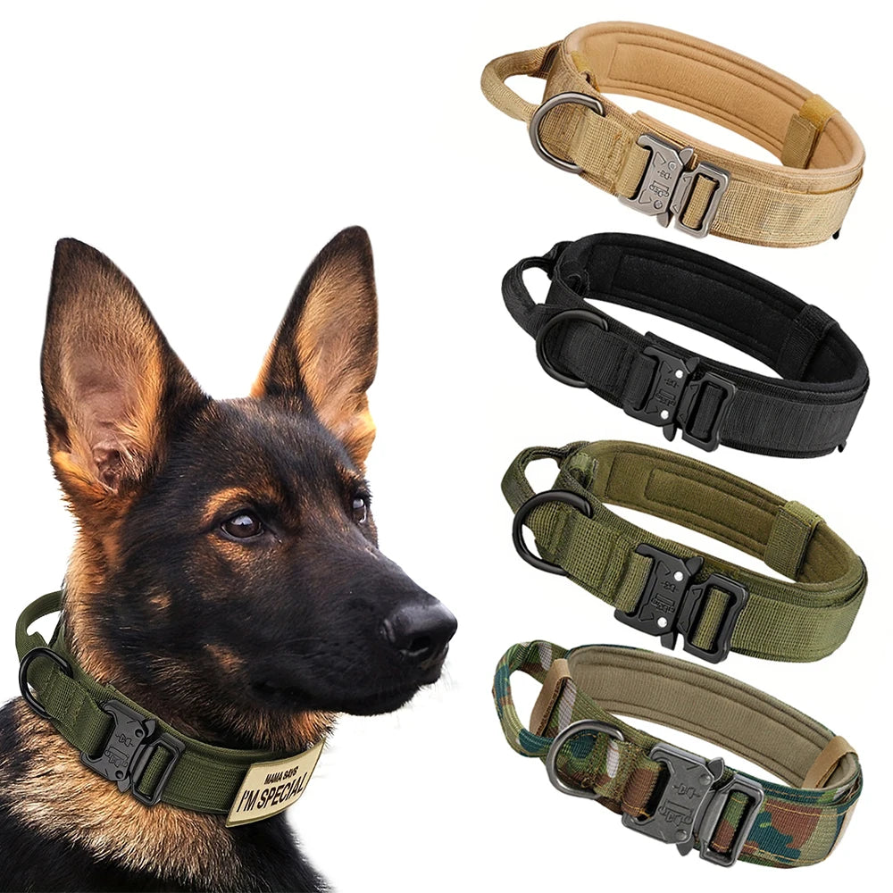 Hundetrainingshalsband, verstellbar, taktisches Hundehalsband und Leine, Set mit Kontrollgriff, Haustier-Leine, Halsband für kleine und große Hunde