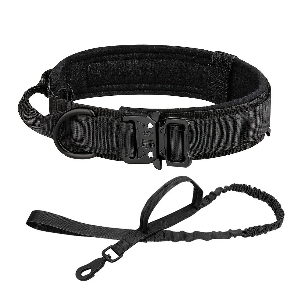 Hundetrainingshalsband, verstellbar, taktisches Hundehalsband und Leine, Set mit Kontrollgriff, Haustier-Leine, Halsband für kleine und große Hunde