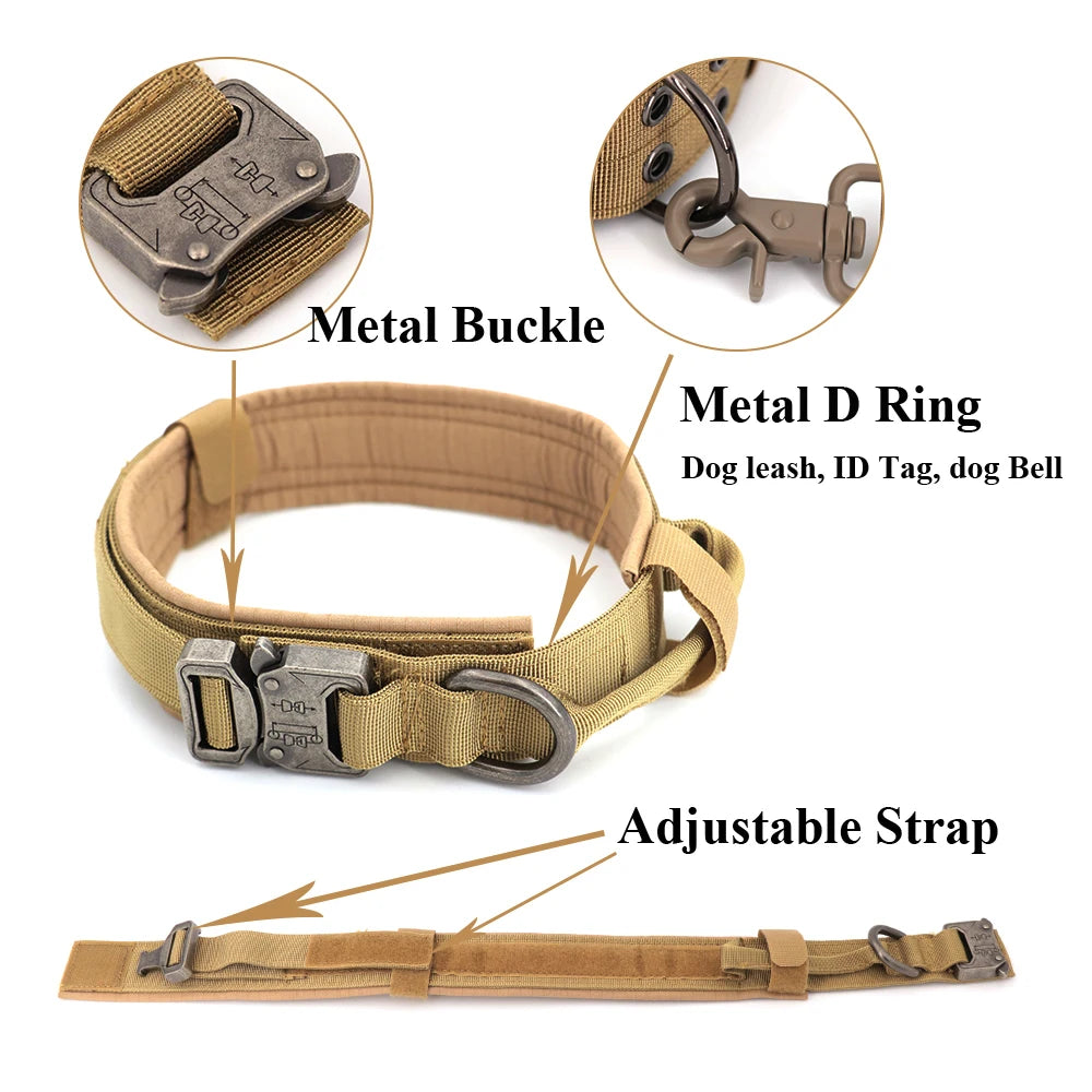 Hundetrainingshalsband, verstellbar, taktisches Hundehalsband und Leine, Set mit Kontrollgriff, Haustier-Leine, Halsband für kleine und große Hunde