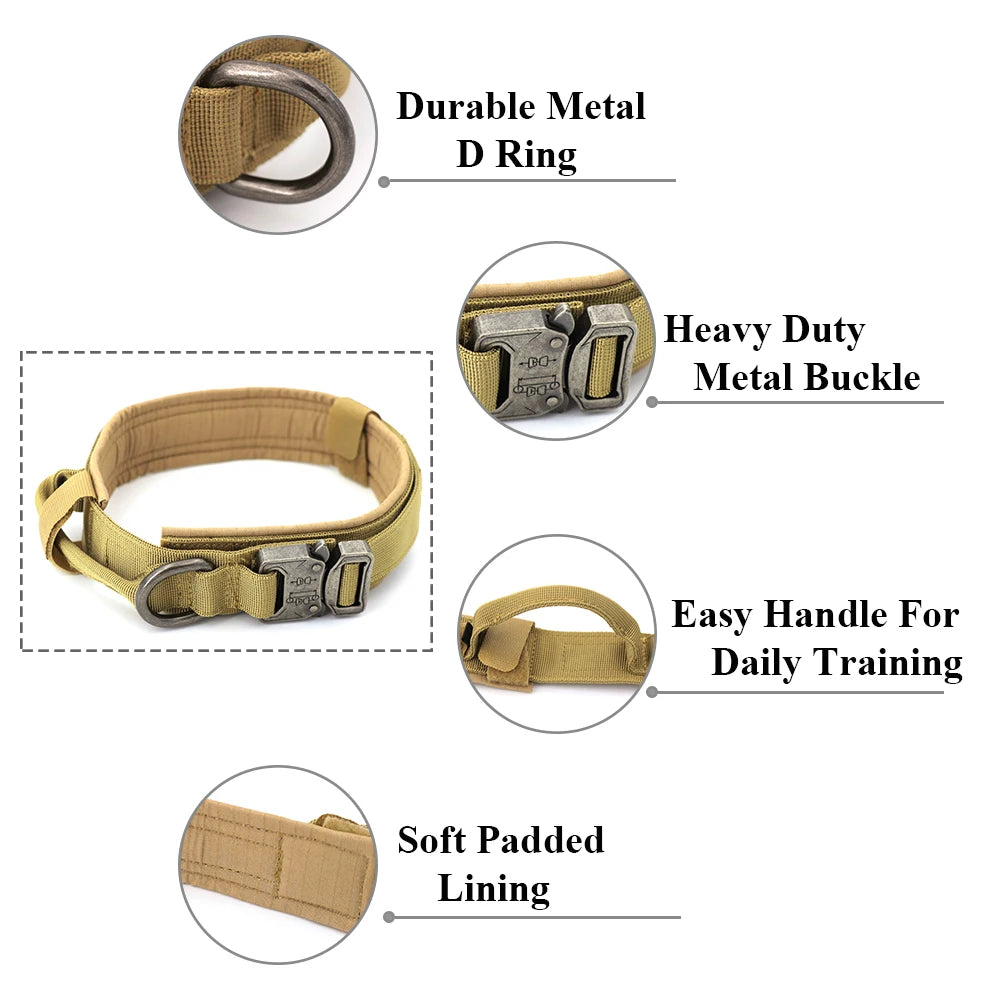 Hundetrainingshalsband, verstellbar, taktisches Hundehalsband und Leine, Set mit Kontrollgriff, Haustier-Leine, Halsband für kleine und große Hunde