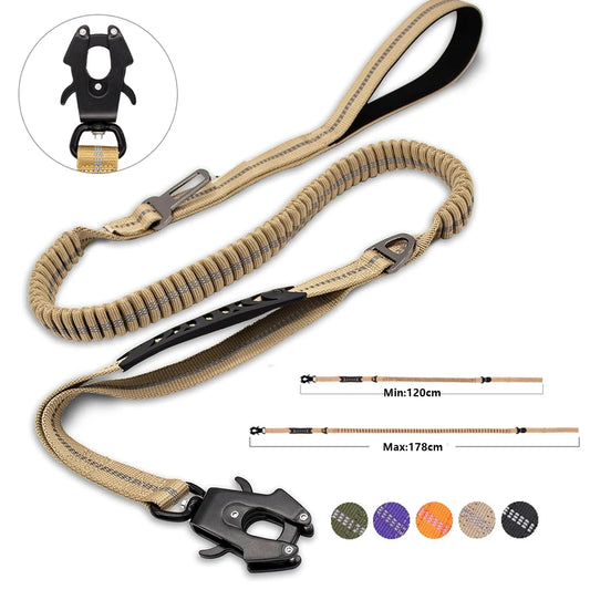 Reflective Shock Absorbing Pet Leashes with Car Seatbe