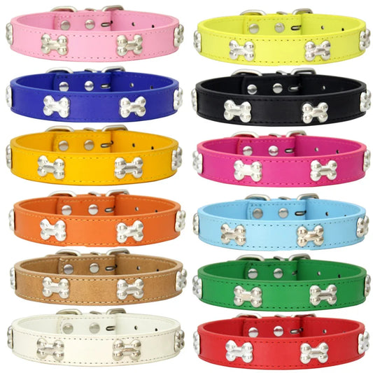 Knochenleder Strapazierfähige Hundehalsbänder für Welpen, Mops, Halsbänder für kleine und große Hunde, Chihuahua, Katzenzubehör, Haustierhalsband für kleine Hunde