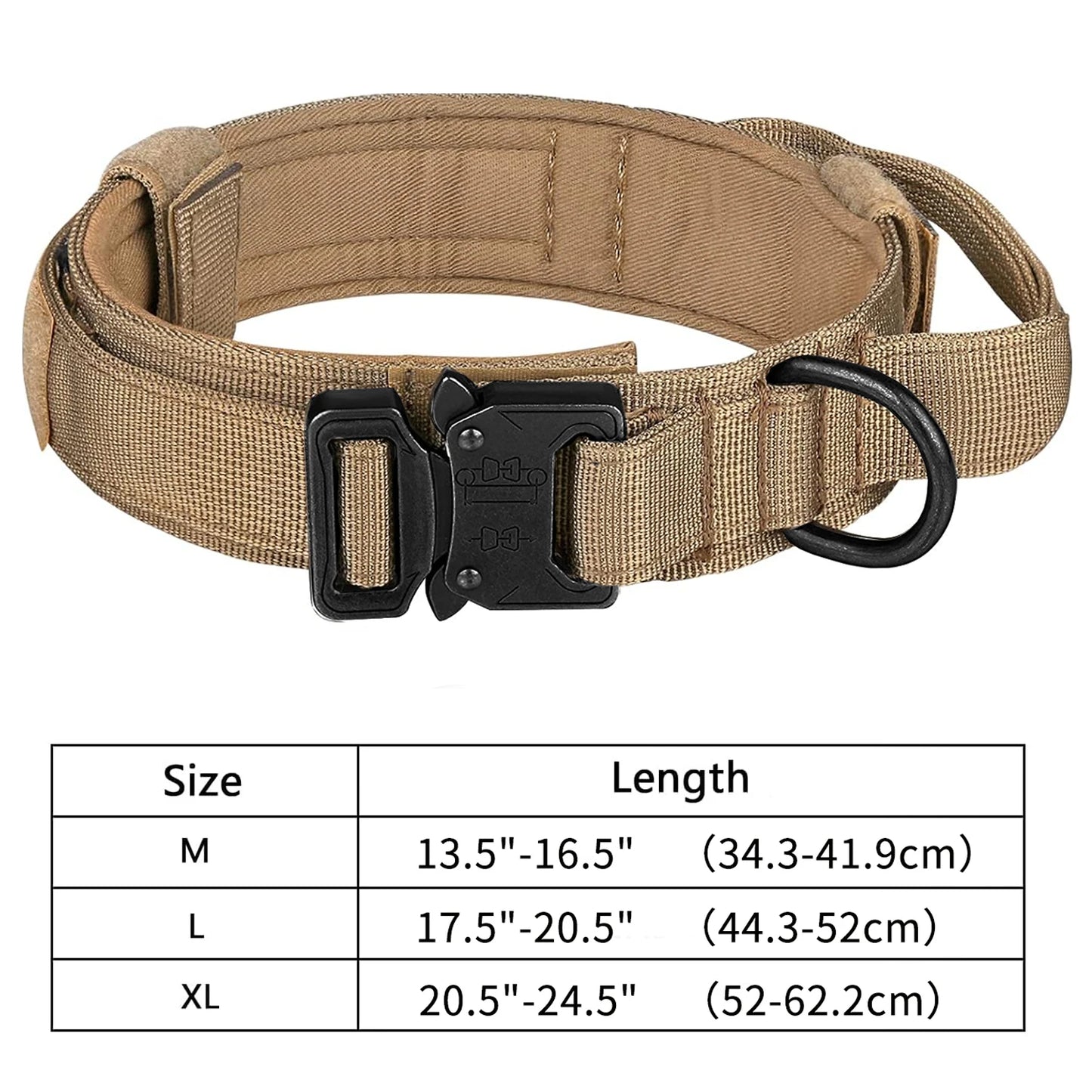 Taktisches Hundehalsband, verstellbares Militär-Trainings-Hundehalsband aus Nylon mit Kontrollgriff und schwerer Metallschnalle für mittlere und große Hunde