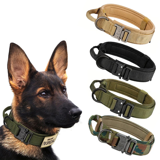 Hundetrainingshalsband, verstellbar, taktisches Hundehalsband und Leine, Set mit Kontrollgriff, Haustier-Leine, Halsband für kleine und große Hunde