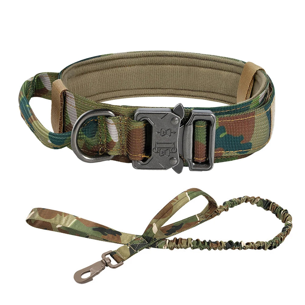 Hundetrainingshalsband, verstellbar, taktisches Hundehalsband und Leine, Set mit Kontrollgriff, Haustier-Leine, Halsband für kleine und große Hunde