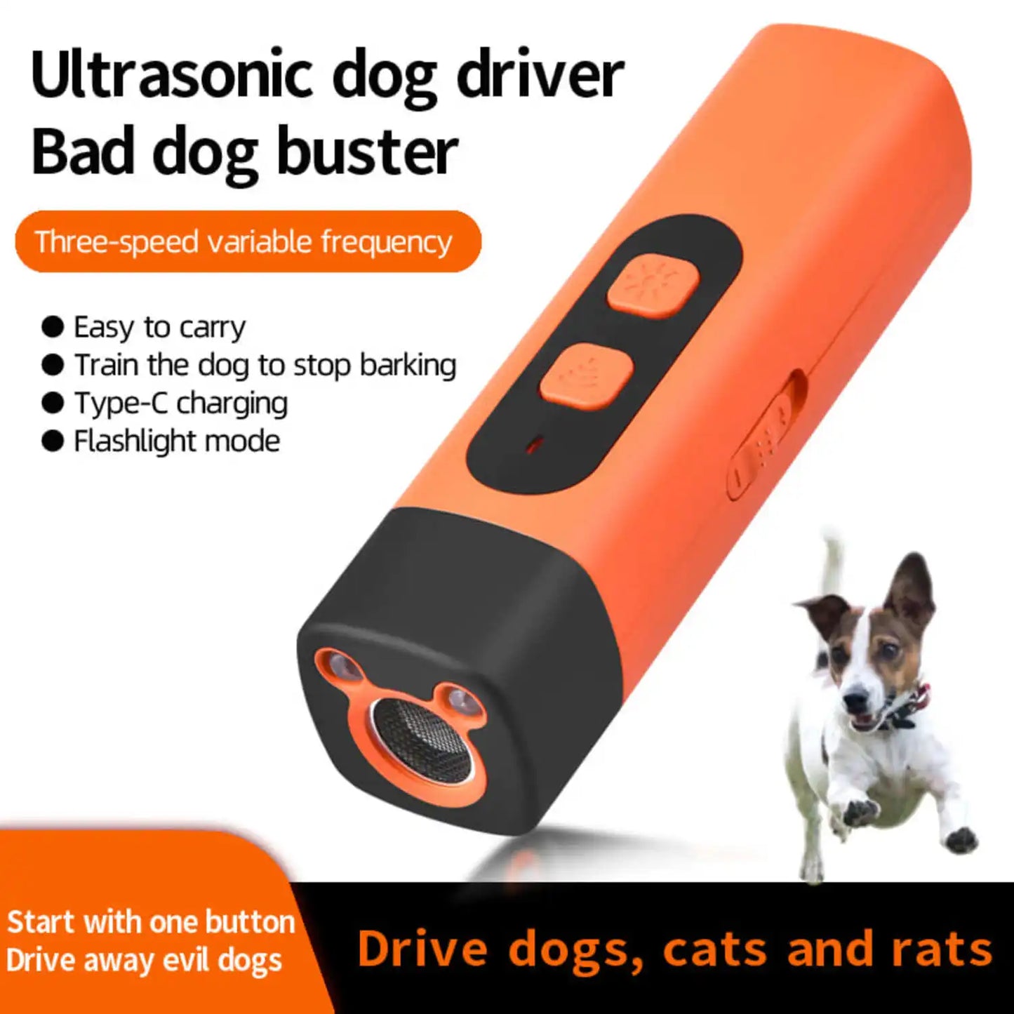 Ultrasonic Dog Repellent Flashlight